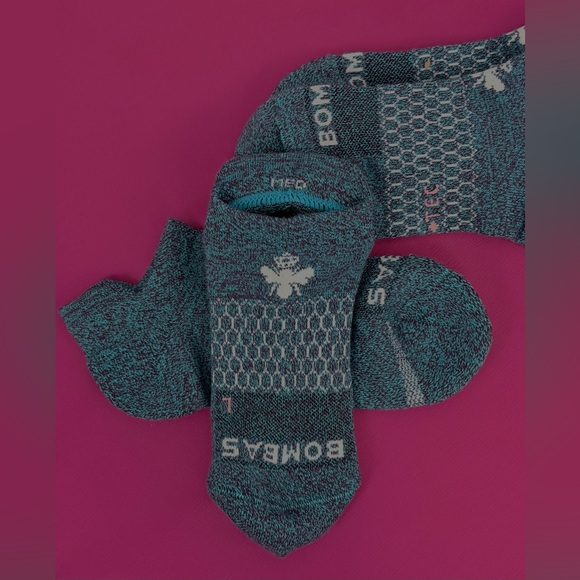 Bombas 2 Pair Unisex Athletic Honeycomb Supportive Teal Ankle Socks Medium NWOT - Picture 4 of 6
